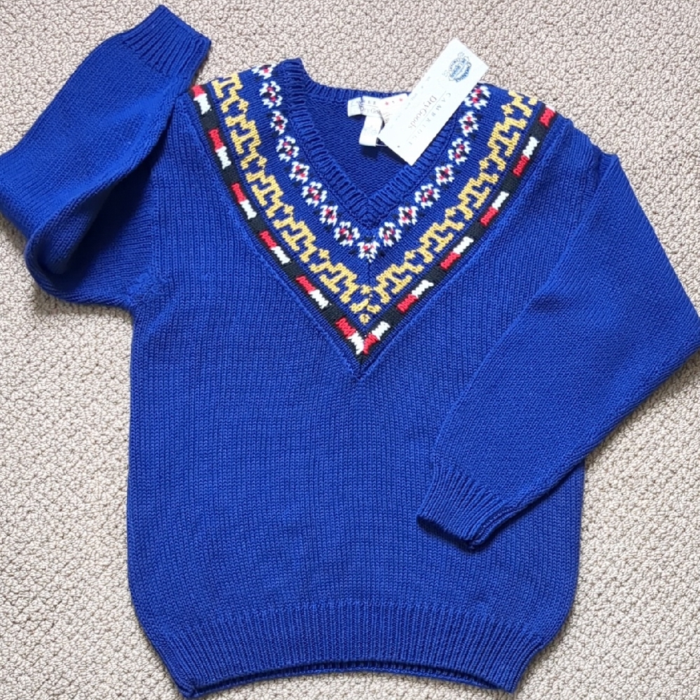 Vintage Cambridge Dry Goods V Neck Nordic Blue Sweater